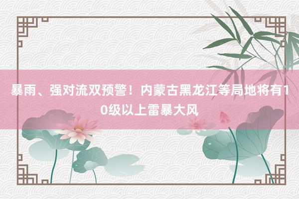 暴雨、强对流双预警！内蒙古黑龙江等局地将有10级以上雷暴大风