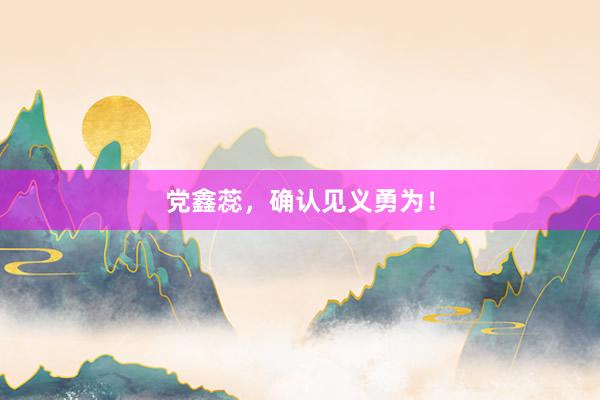 党鑫蕊，确认见义勇为！