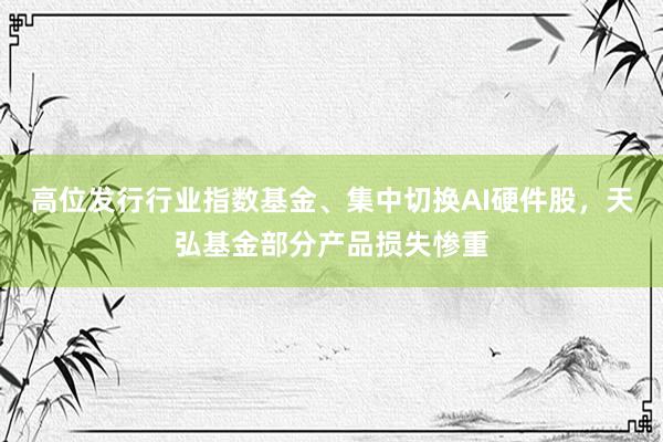 高位发行行业指数基金、集中切换AI硬件股，天弘基金部分产品损失惨重