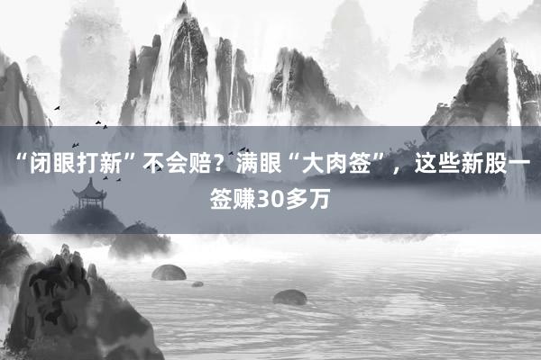“闭眼打新”不会赔？满眼“大肉签”，这些新股一签赚30多万
