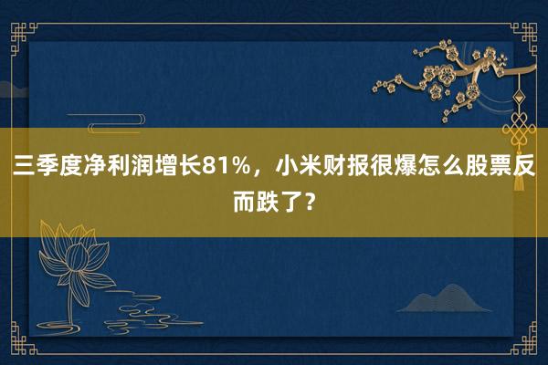 三季度净利润增长81%，小米财报很爆怎么股票反而跌了？