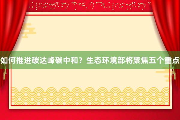 如何推进碳达峰碳中和?生态环境部将聚焦五个重点