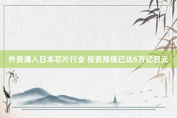 外资涌入日本芯片行业 投资规模已达6万亿日元